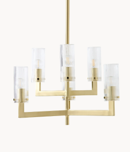 Żyrandol ze szkła z ryflowaną powierzchnią Emmi