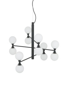 Czarna Lampa wisząca ze szklanymi kulami Grover