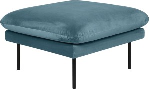Puf z aksamitu z metalowymi nogami Moby turkus
