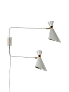 Duża, regulowana lampa ścienna Double Shady z wtyczką